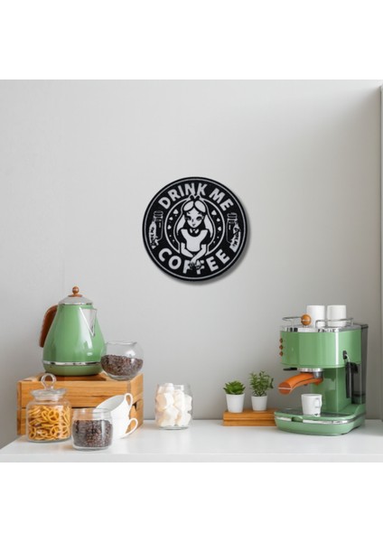 Drink Me Coffee Yazılı Duvar Süsü – Yuvarlak Sert Plastik 20X20 cm fiyatları