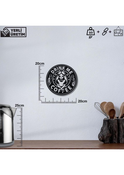 Drink Me Coffee Yazılı Duvar Süsü – Yuvarlak Sert Plastik 20X20 cm indirimleri