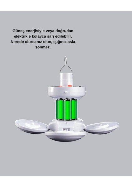 5 Kanatlı Solar Kamp Lambası – USB Şarjlı, Taşınabilir, IP65 Su Geçirmez Bahçe Lambası modelleri