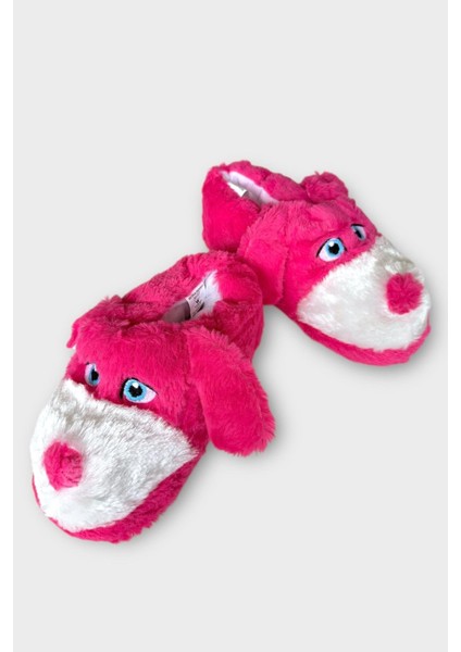 Unisex Sevimli Köpek Figürlü Kaymaz ve Ses Yapmaz Taban Ev Panduf Fuşya modelleri
