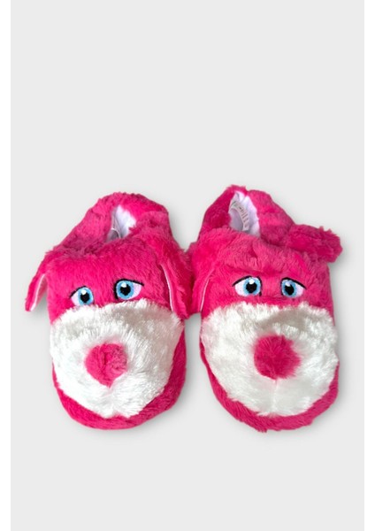 Unisex Sevimli Köpek Figürlü Kaymaz ve Ses Yapmaz Taban Ev Panduf Fuşya fırsatları