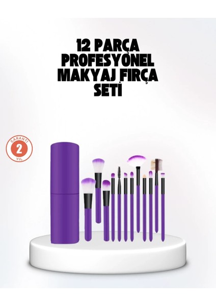 Kusursuz Makyaj Için 12 Parça Profesyonel Fırça Seti Taşınabilir Kutu Hediyeli