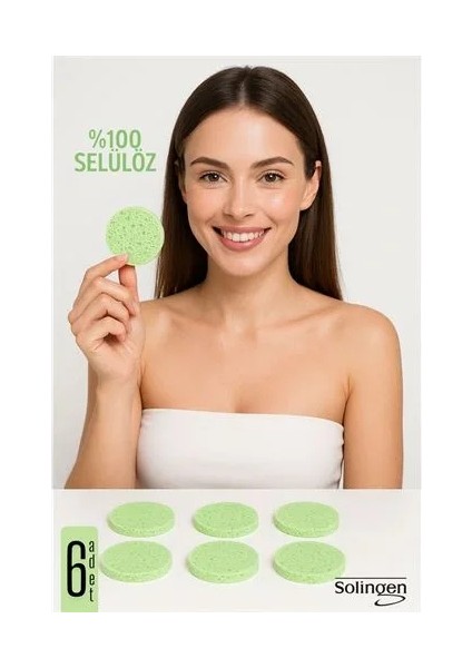 Makyaj Temizlik Pedi Cilt Temizlik Süngeri Doğal Selülöz 6 Adet 711912