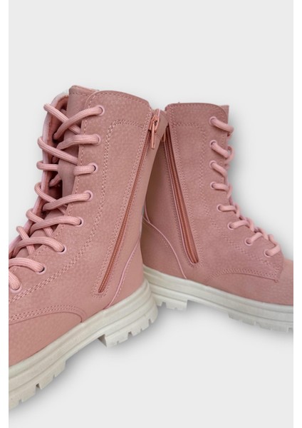 Ayıcıklı Fermuarlı Soğuk Geçirmez Günlük Kız Çocuk Botu Pudra modelleri