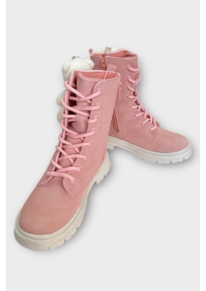 Ayıcıklı Fermuarlı Soğuk Geçirmez Günlük Kız Çocuk Botu Pudra fırsatları