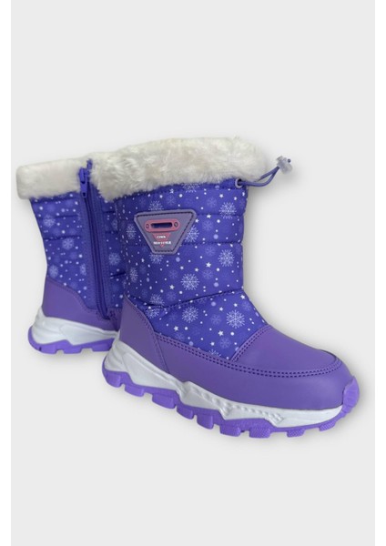Su Itici Ayarlı Bağcıklı Kürklü Kız Çocuk Botu Lila fiyatları