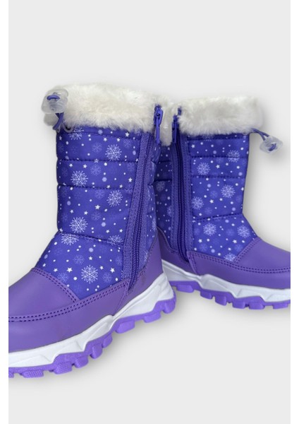 Su Itici Ayarlı Bağcıklı Kürklü Kız Çocuk Botu Lila modelleri