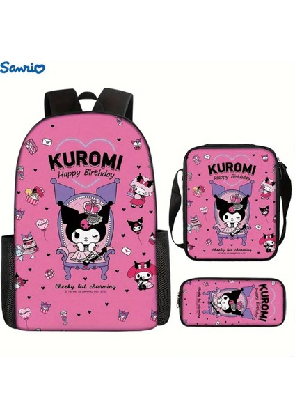 Çocuk Sırt Çantası 3 Lü Set Kuromi Figürlü (Sırt Çantası /beslenme Çantası / Kalemlik)