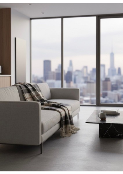 Erdilhome Ekose Yün Scotch Çift Kişilik Battaniye Antrasit modelleri