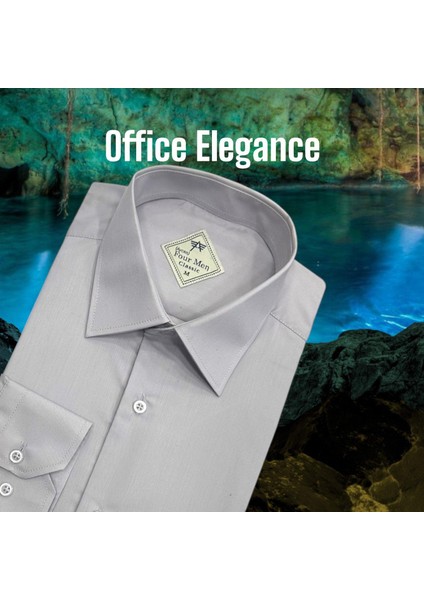 Klasik %100 Cotton Uzun Kollu Terletmeyen Kışlık Flanel Kumaş Gri Gömlek (Regular Kalıp)