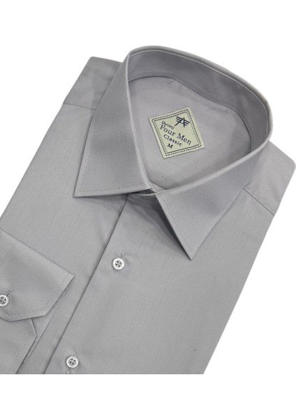 Klasik %100 Cotton Uzun Kollu Terletmeyen Kışlık Flanel Kumaş Gri Gömlek (Regular Kalıp) modelleri