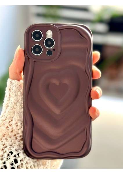 Iphone 12 Pro Uyumlu 3D Kabartma Mat Kalp Silikon Kılıf modelleri