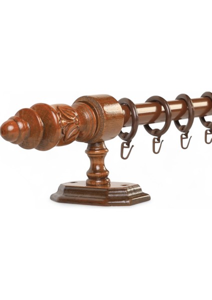 Modern Demonte Başlıklı Raysız Ahşap Rustik Perde Askısı