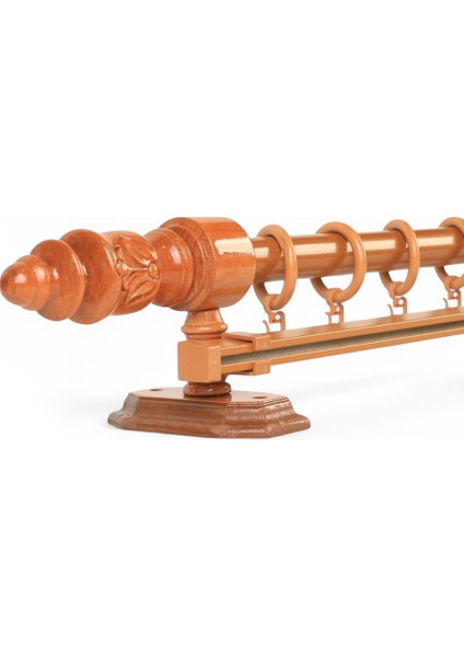 Modern Demonte Başlıklı Tek Raylı Ahşap Rustik Perde Askısı