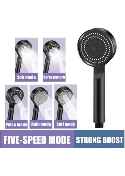 Glee Turbo 5 Fonksiyonlu Mafsallı Duş Seti - Örgülü Hortum ve Askılık (Siyah) fiyatları