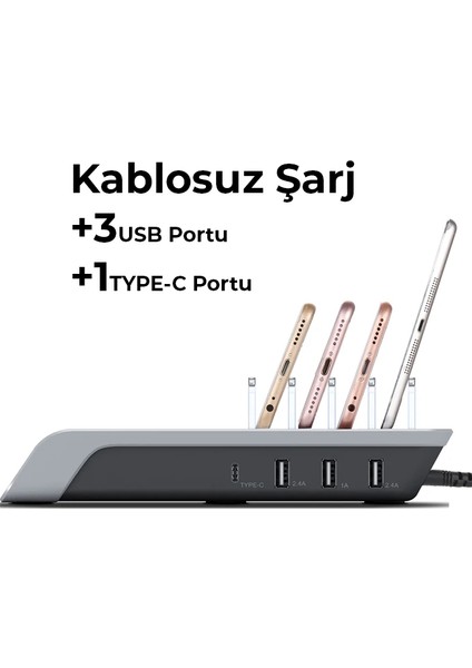 Ally Multiport 10W Wireless Kablosuz Şarj Cihazı Organizer STAND-(5775) - ?09?37E3-8G7909 modelleri