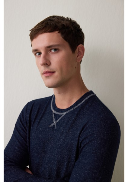 Lacivert Erkek Basic Uzun Kollu Pijama Takımı