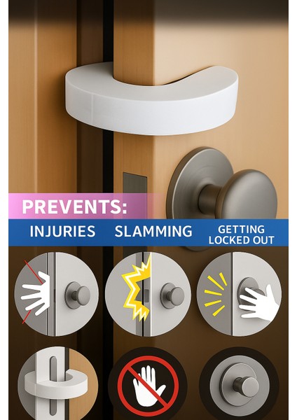 Kapı Çarpma Önleyici 4’lü Set – Bebek Güvenlik Köpük Kapı Stoperi, Parmak Koruyucu