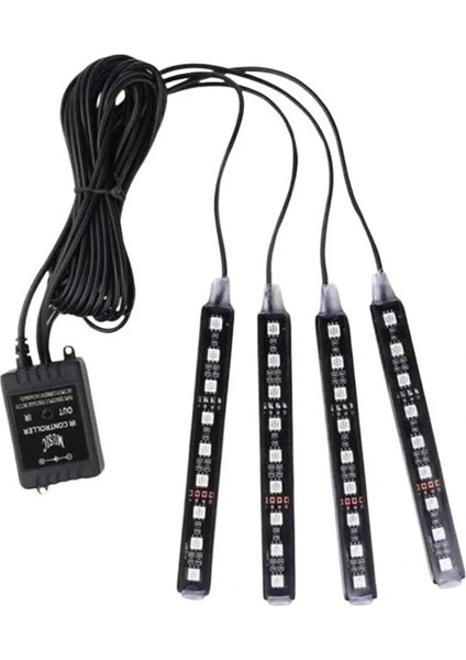 Araç Içi Aydınlatma Kumandalı 12 LED Ayak Altı LED Ambiyans Işığı Sese Duyarlı Kumandalı