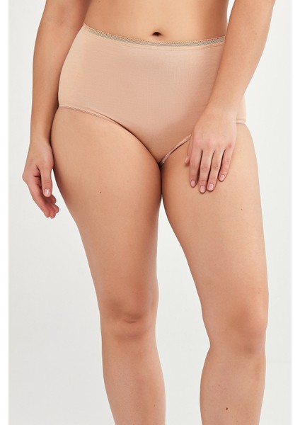 Maxi Siyah-Ten Pamuklu Yüksek Bel 2li Slip Külot