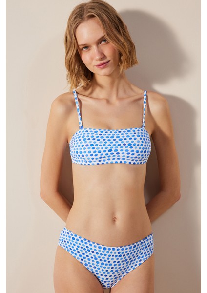 Drip Straplez Dokulu Çok Renkli Bikini Üstü