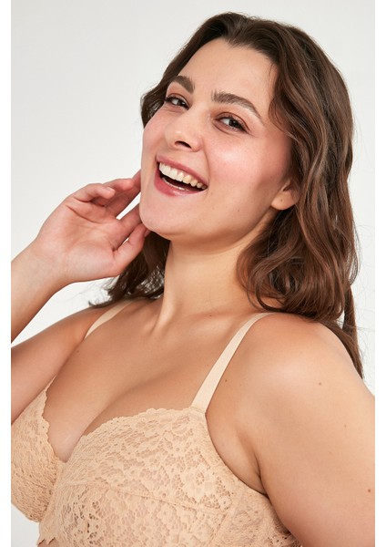 Ten Rengi Büyük Beden Dantelli Jasmine Toparlıyıcı Balenli Sütyen