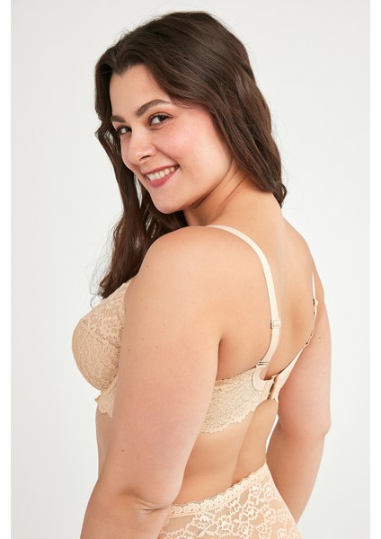 Ten Rengi Büyük Beden Dantelli Jasmine Toparlıyıcı Balenli Sütyen