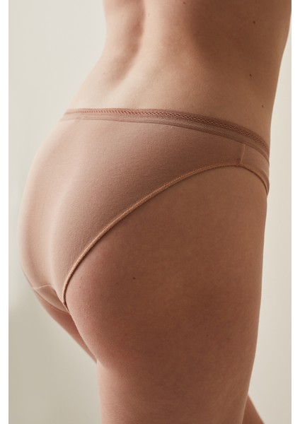 Bej Easy Pamuklu Trim Slip Külot