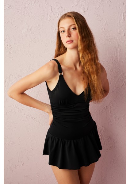 Siyah Basic Şort Etekli Mayo