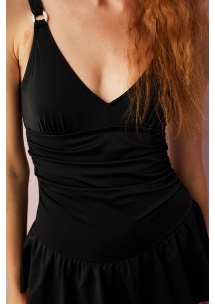 Siyah Basic Şort Etekli Mayo