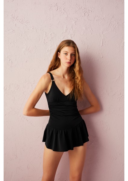 Siyah Basic Şort Etekli Mayo