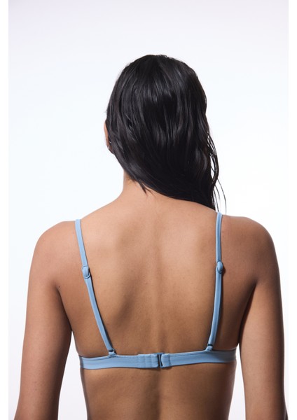 Mavi Maya Boncuklu Üçgen Bikini Üstü