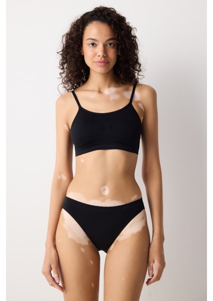 Siyah Basic Kaplı Dikişsiz Balensiz Sütyen