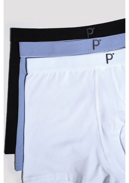 Erkek Pamuklu Blueish 3lü Boxer