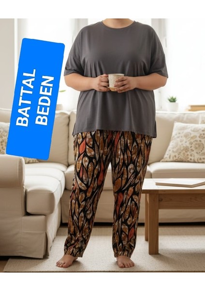 Kadın Bayan Büyük Battal Extra Turbo Jumbo Beden Süet Penye Kumaş 2 Yan Cepli Pantolon Eşofman Altı Pijama Altı 130 Kilograma Kadar Olur Bol Likralı Esneyen Kumaş Bel Lastikli Süs Bagcıklı