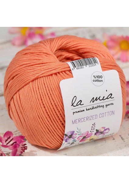 Mercerized Cotton Turuncu El Örgü Ipi - 201 - 33581