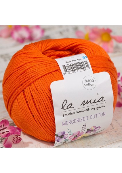 Mercerized Cotton Turuncu El Örgü Ipi - 194 - 33582