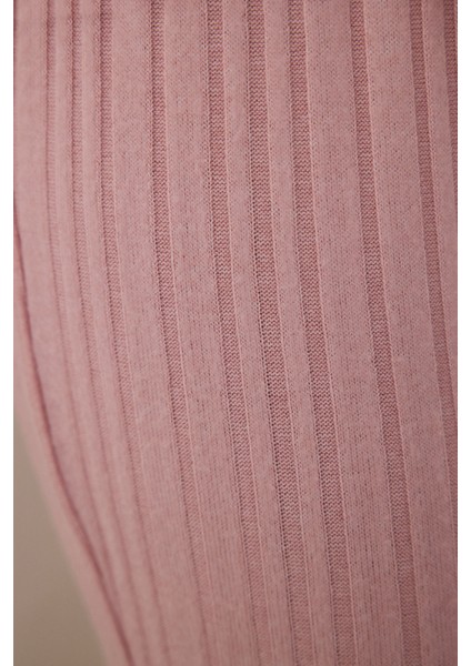 Pembe Bisiklet Yaka Uzun Kol Pijama Takımı