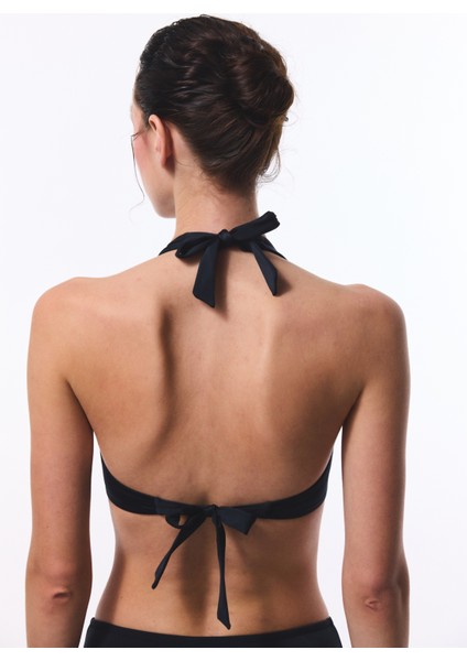 Siyah New Üçgen Twist Bikini Üstü