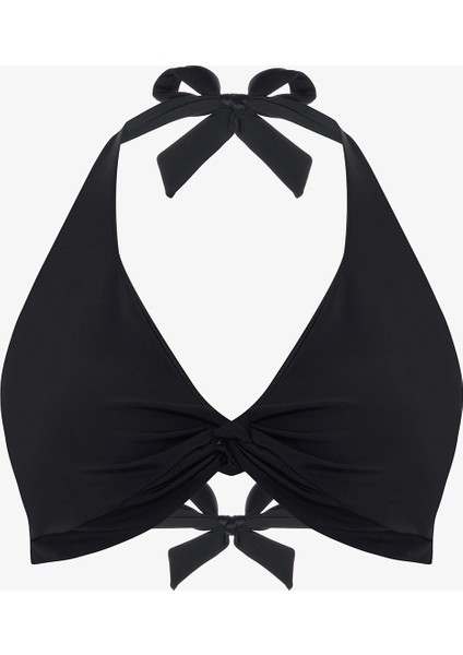 Siyah New Üçgen Twist Bikini Üstü