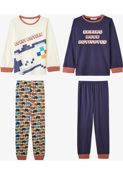 Erkek Çocuk Gaming Baskılı Uzun Kollu Pamuklu 2'li Pijama Takımı