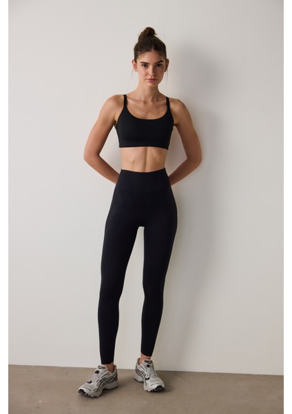 Siyah Hafif Destek Yüksek Bel Light Soft Tayt