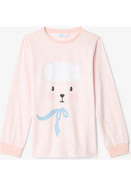 Kız Çocuk Çiçekli On The Lamb Pamuklu 2'li Uzun Kollu Pijama Takımı