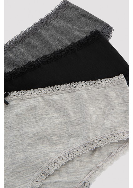Daily Lace Pamuklu 3lü Gri Hipster Külot