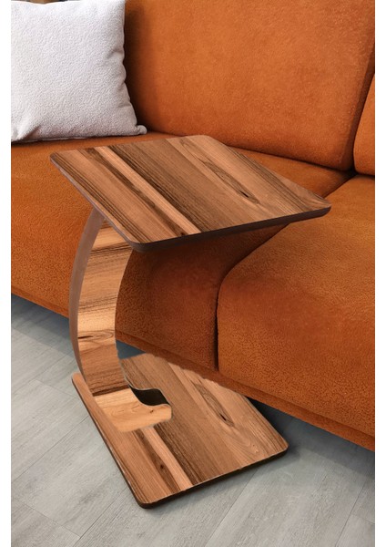 C Sehpa Koltuk Sehpası Yan Sehpa Tekerlekli Yan Sehpa Dikdörtgen Servis Sehpası Ceviz modelleri