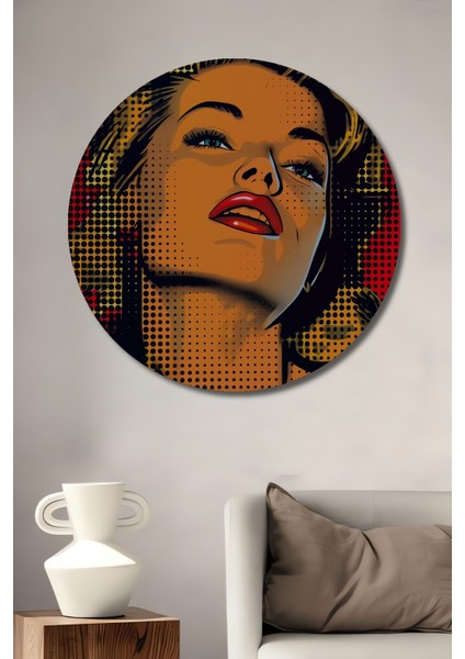 Pop Art Marilyn Monroe Dekoratif Ahşap Mdf Ev/İşyeri Duvar Tablo Yuvarlak Ev/İşyeri Duvar Tablo