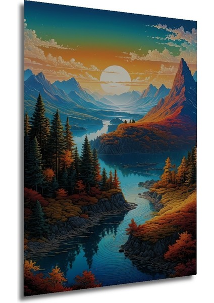 Büyüleyici Dağ Manzarası Dekoratif Ahşap Mdf Ev/İşyeri Duvar Tablo Dikdörtgen Ev/İşyeri Duvar Tablo modelleri
