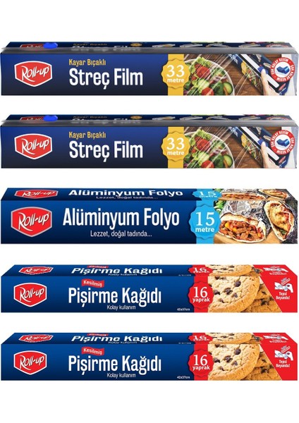 Streç Film - Alüminyum Folyo- Pişirme Kağıdı 5'li Mutfak Seti 2