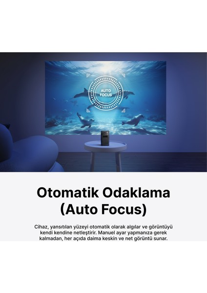 PJ-DLP21 Gri 8000MAH Oto Odaklamalı 960*540 4K Destekli 5400 Lümen Android 9.0 Dlp Projeksiyon
