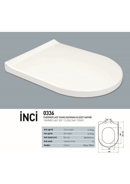 Omega Beyaz Kanallı Duvara Sıfır Klozet Takımı OMG1303, Nkp İnci Yavaş Kapak